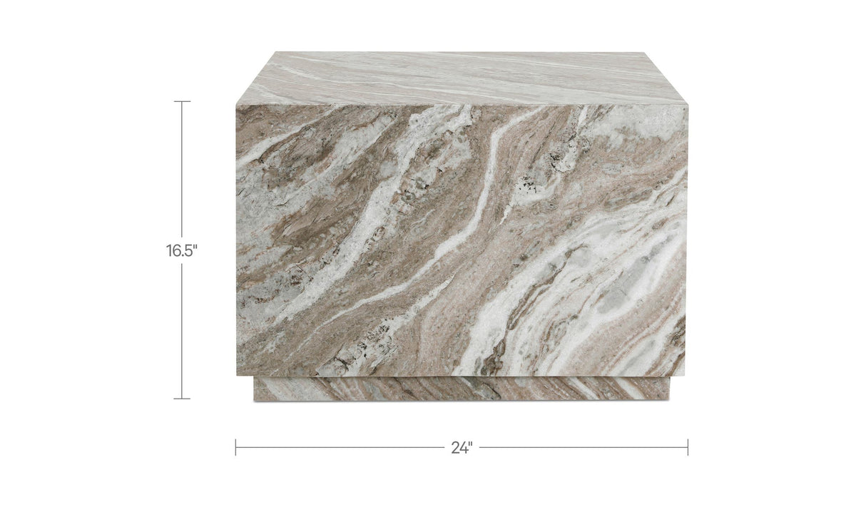 24" Light Brown Marble Coffee Table