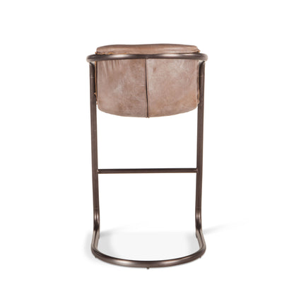 22" Jet Brown Leather Bar Chair