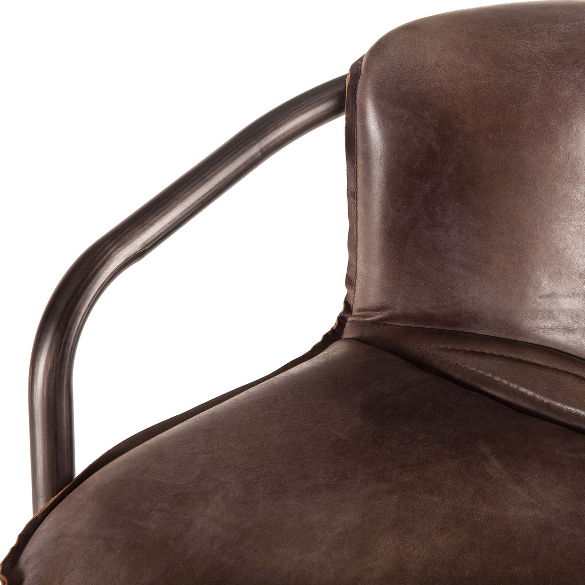 22" Jet Brown Leather Bar Chair