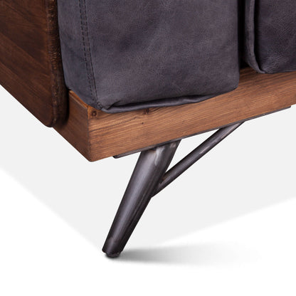 41" Antique Ebony Leather Accent Chair