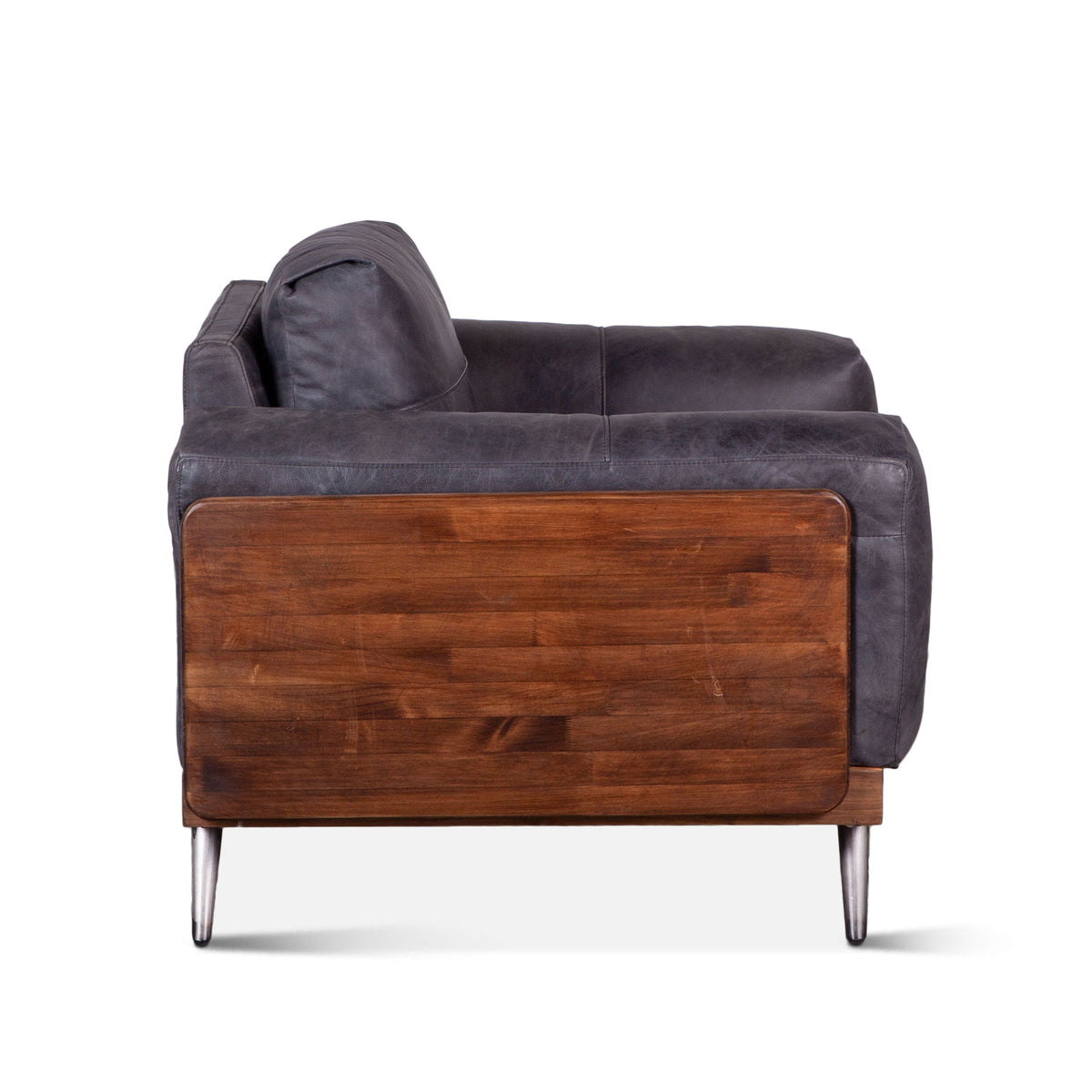 41" Antique Ebony Leather Accent Chair