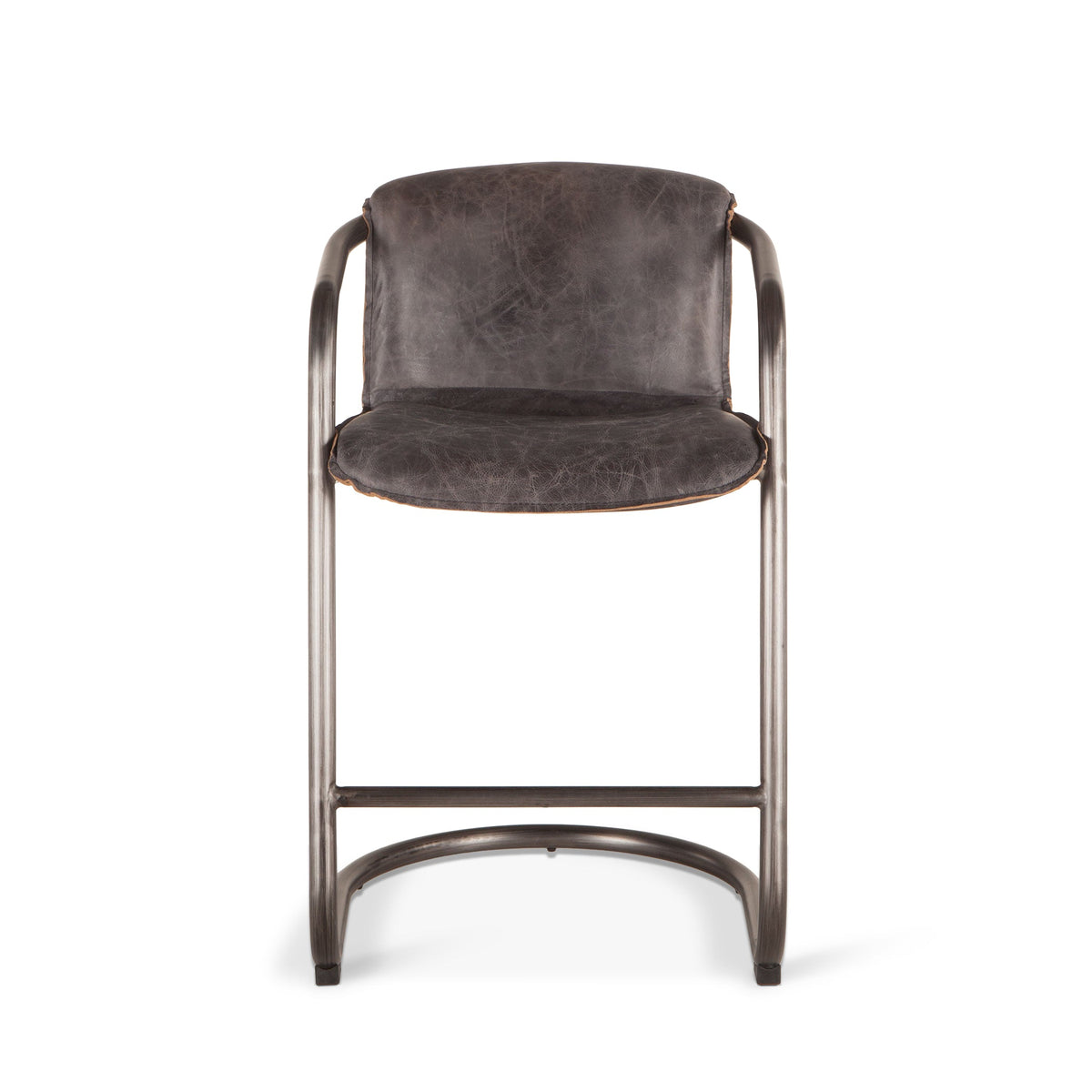 22" Antique Ebony Leather Counter Chair