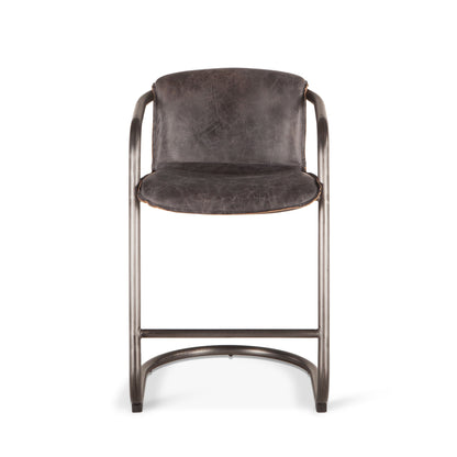 22" Antique Ebony Leather Counter Chair