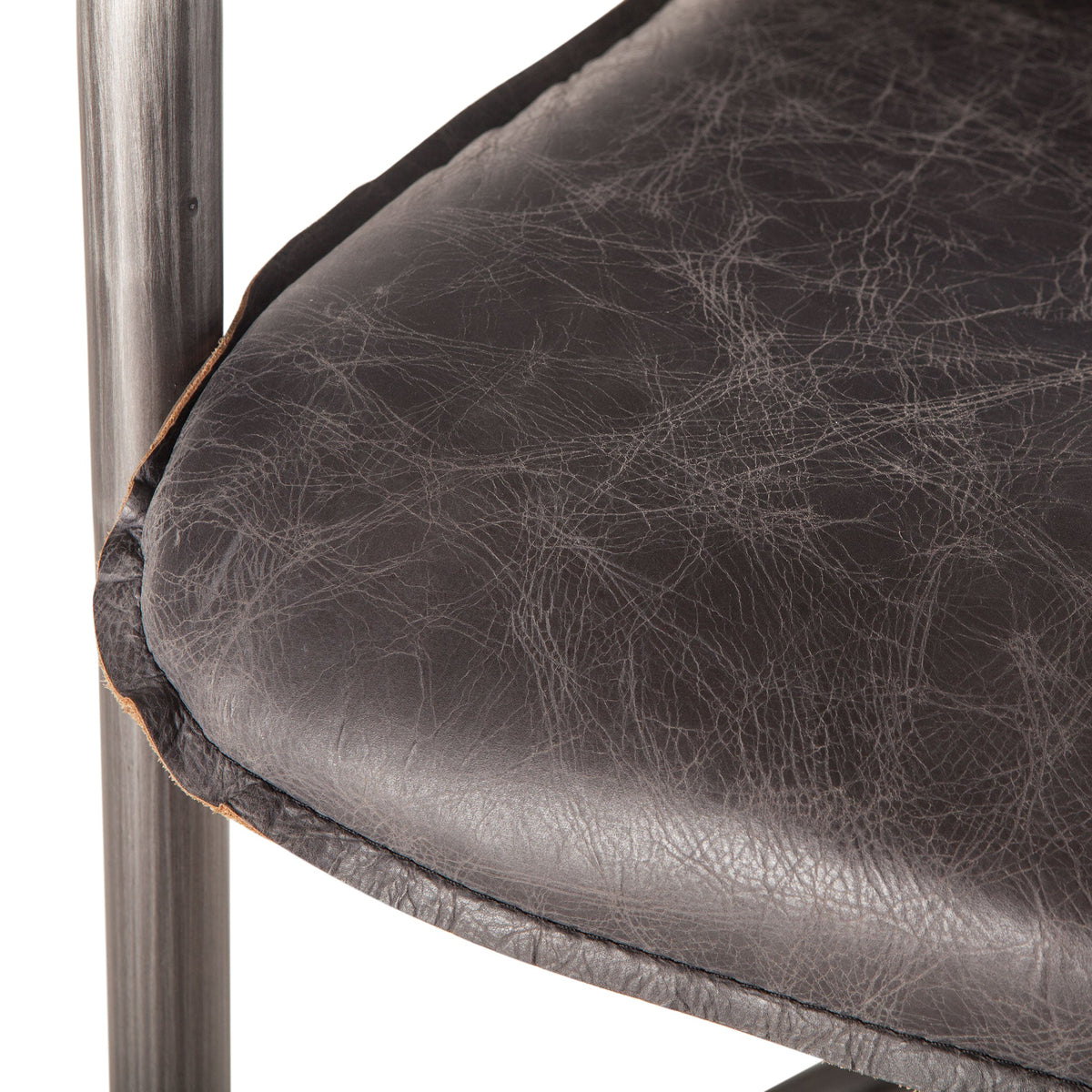 22" Antique Ebony Leather Counter Chair