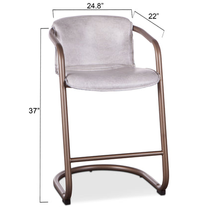 22" Vintage White Leather Counter Chair