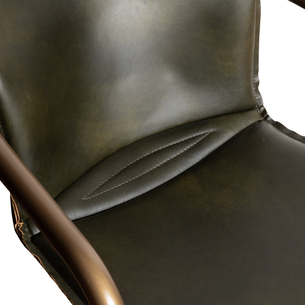 22" Emerald Green Leather Dining Chair