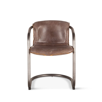 22" Jet Brown Leather Dining Chair