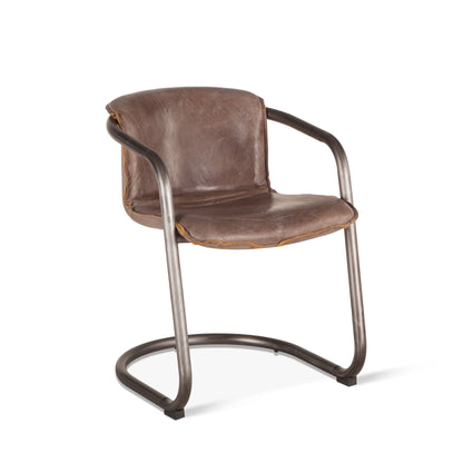 22" Jet Brown Leather Dining Chair
