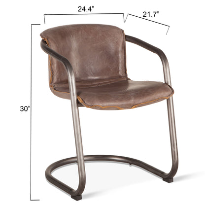 22" Jet Brown Leather Dining Chair
