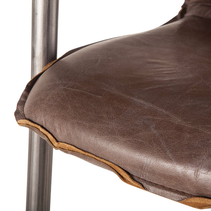 22" Jet Brown Leather Dining Chair