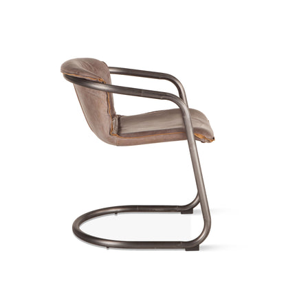 22" Jet Brown Leather Dining Chair