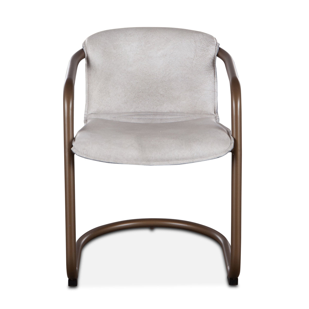 22" Vintage White Leather Dining Chair