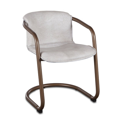 22" Vintage White Leather Dining Chair