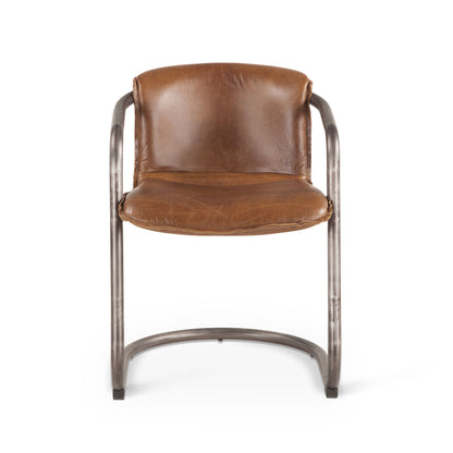 22" Berham Chestnut Leather Dining Chair