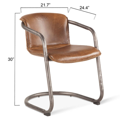 22" Berham Chestnut Leather Dining Chair