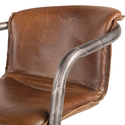 22" Berham Chestnut Leather Dining Chair