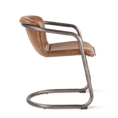 22" Berham Chestnut Leather Dining Chair