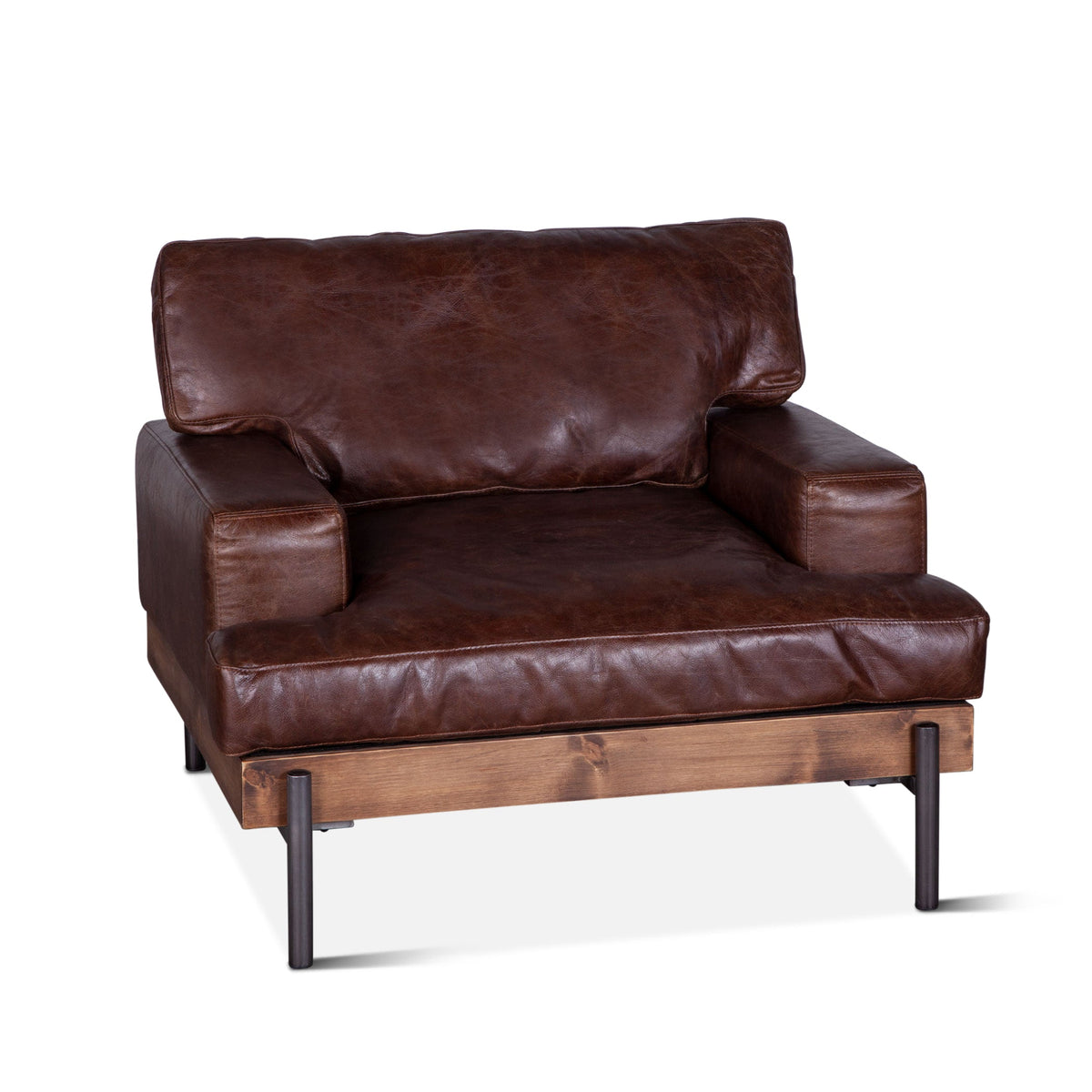 41" Geisha Brown Leather Accent Chair