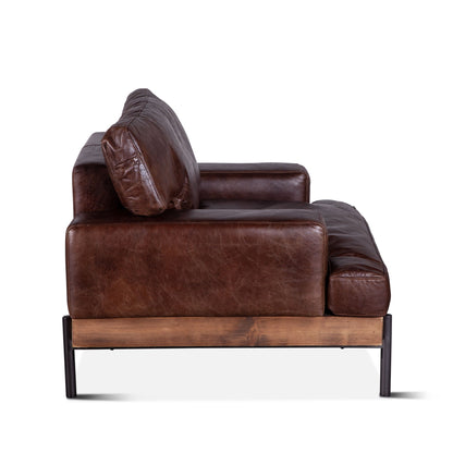 41" Geisha Brown Leather Accent Chair