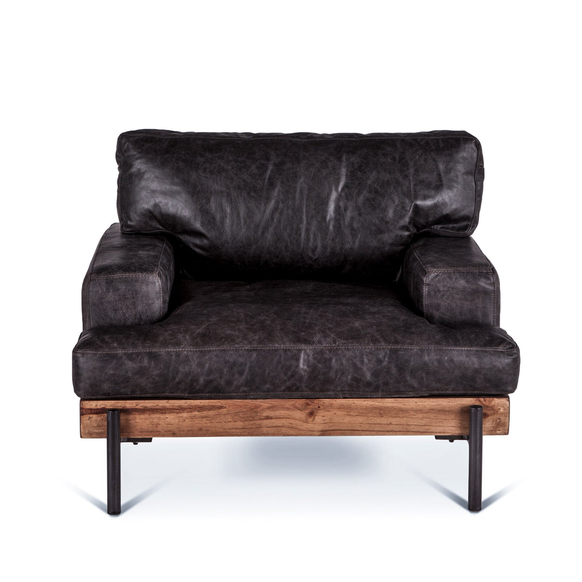 41" Morocco Black Leather Accent Chair