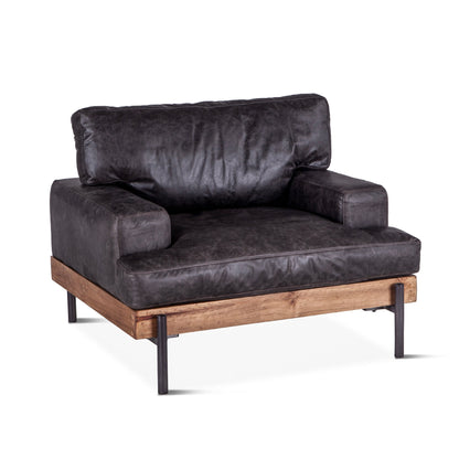 41" Morocco Black Leather Accent Chair