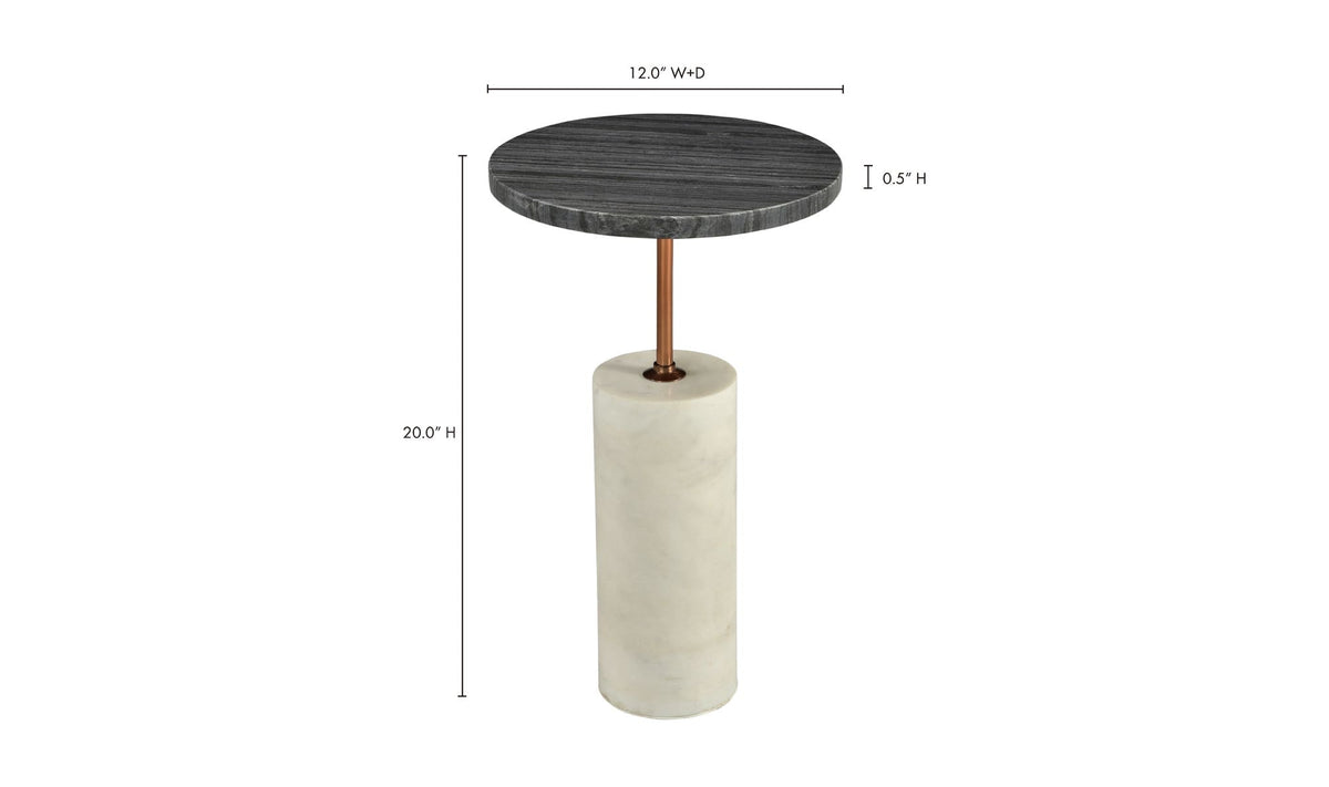12" Black Marble Side Table