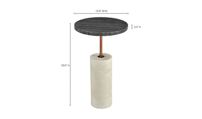 12" Black Marble Side Table