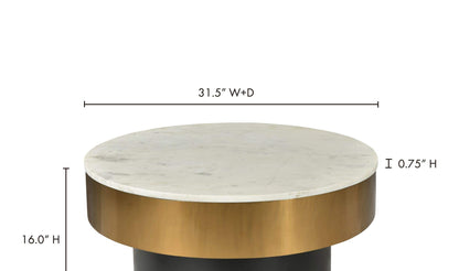 31.5" White Marble Coffee Table