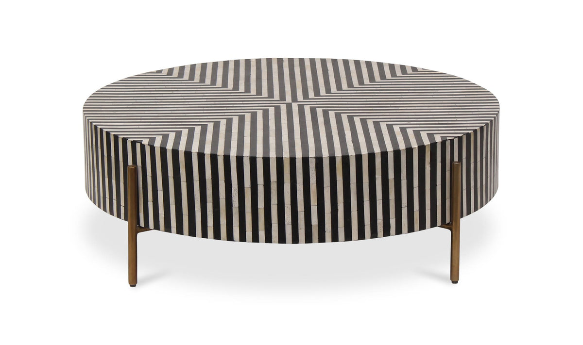 36" Black and White Iron Coffee Table