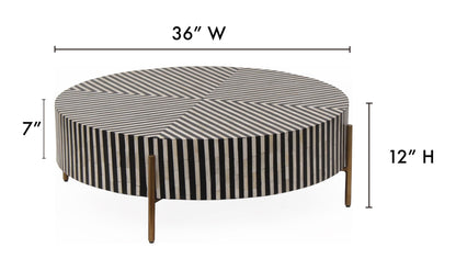 36" Black and White Iron Coffee Table