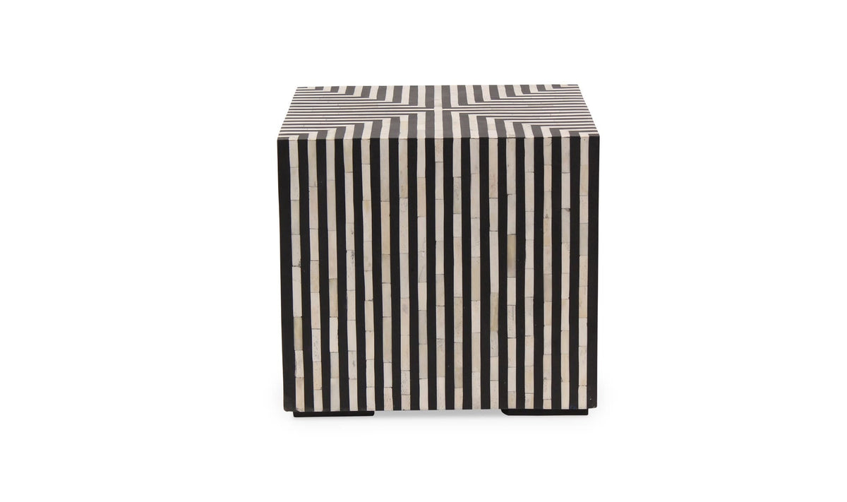 18" Black and White Iron Side Table