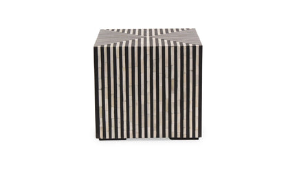 18" Black and White Iron Side Table