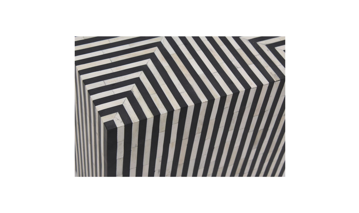 18" Black and White Iron Side Table