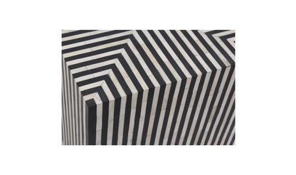 18" Black and White Iron Side Table