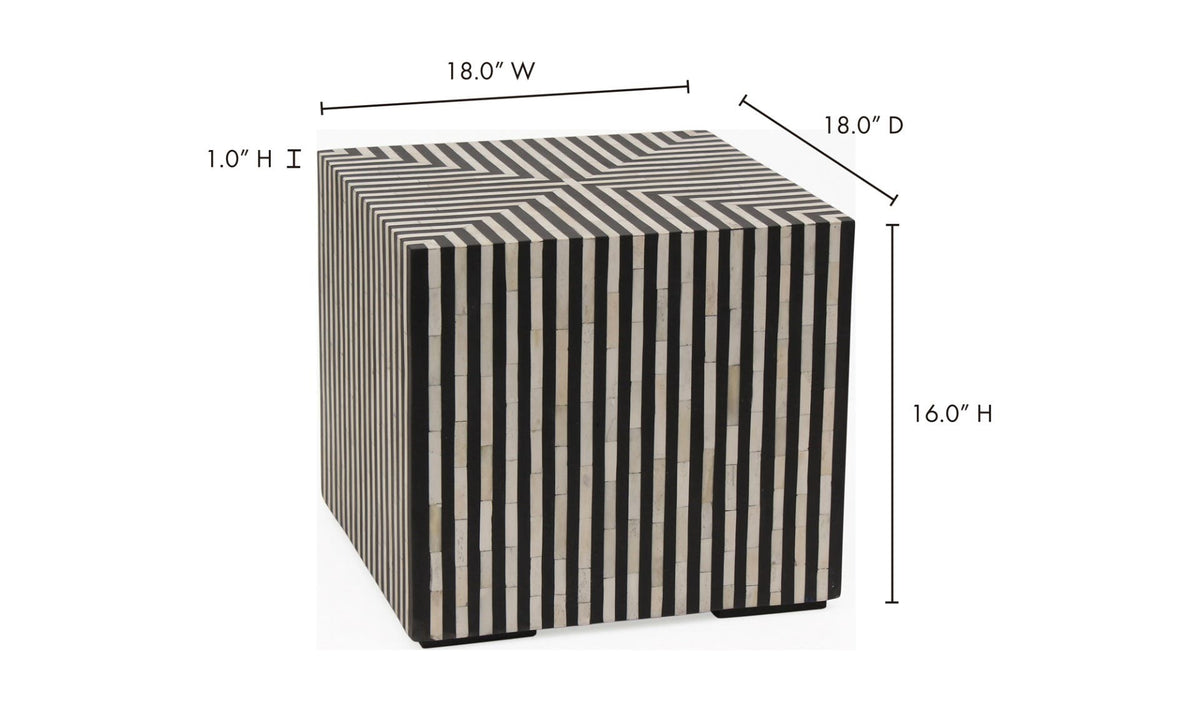 18" Black and White Iron Side Table