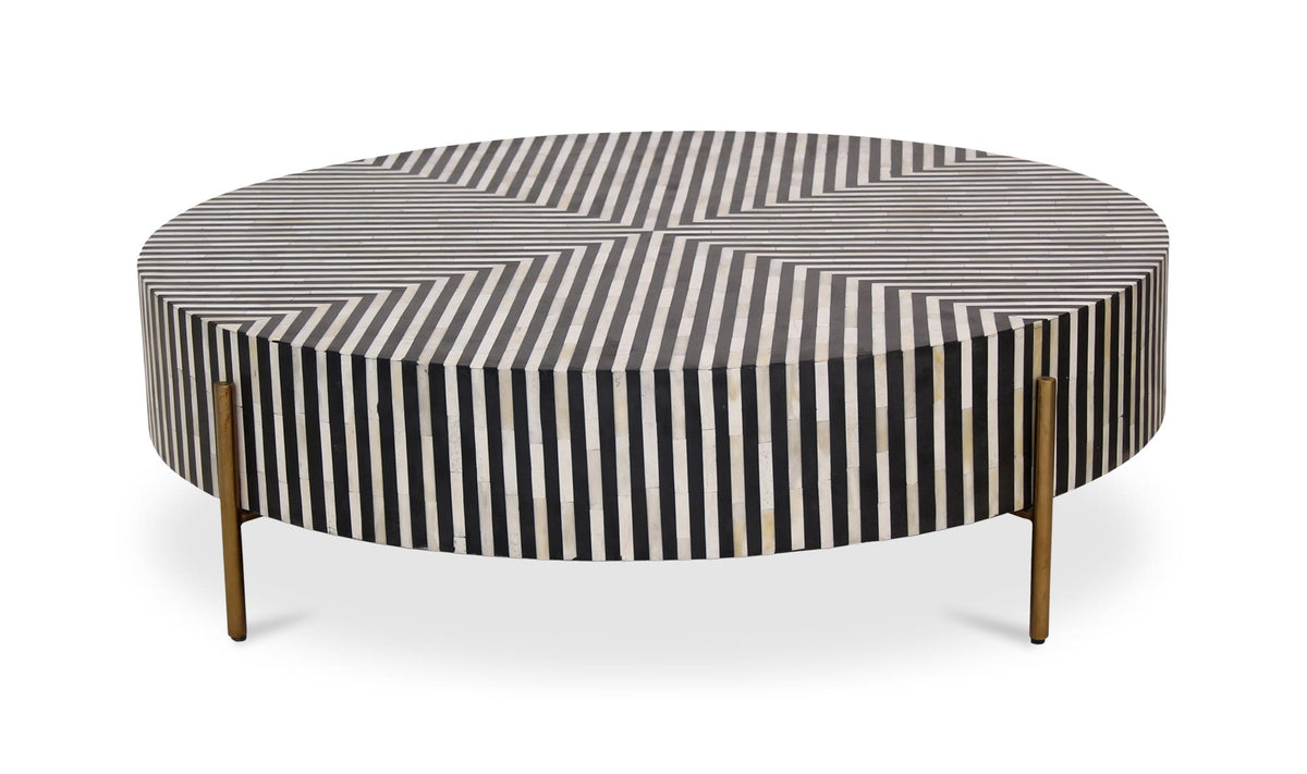 48" Black and White Iron Coffee Table