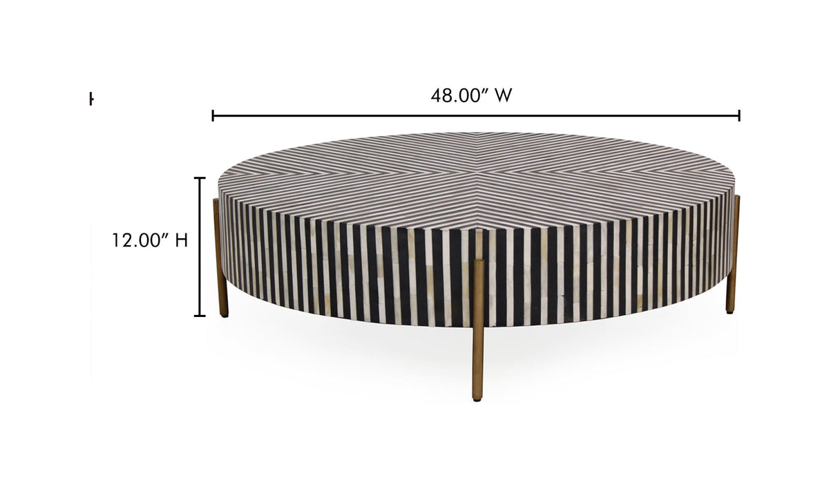 48" Black and White Iron Coffee Table