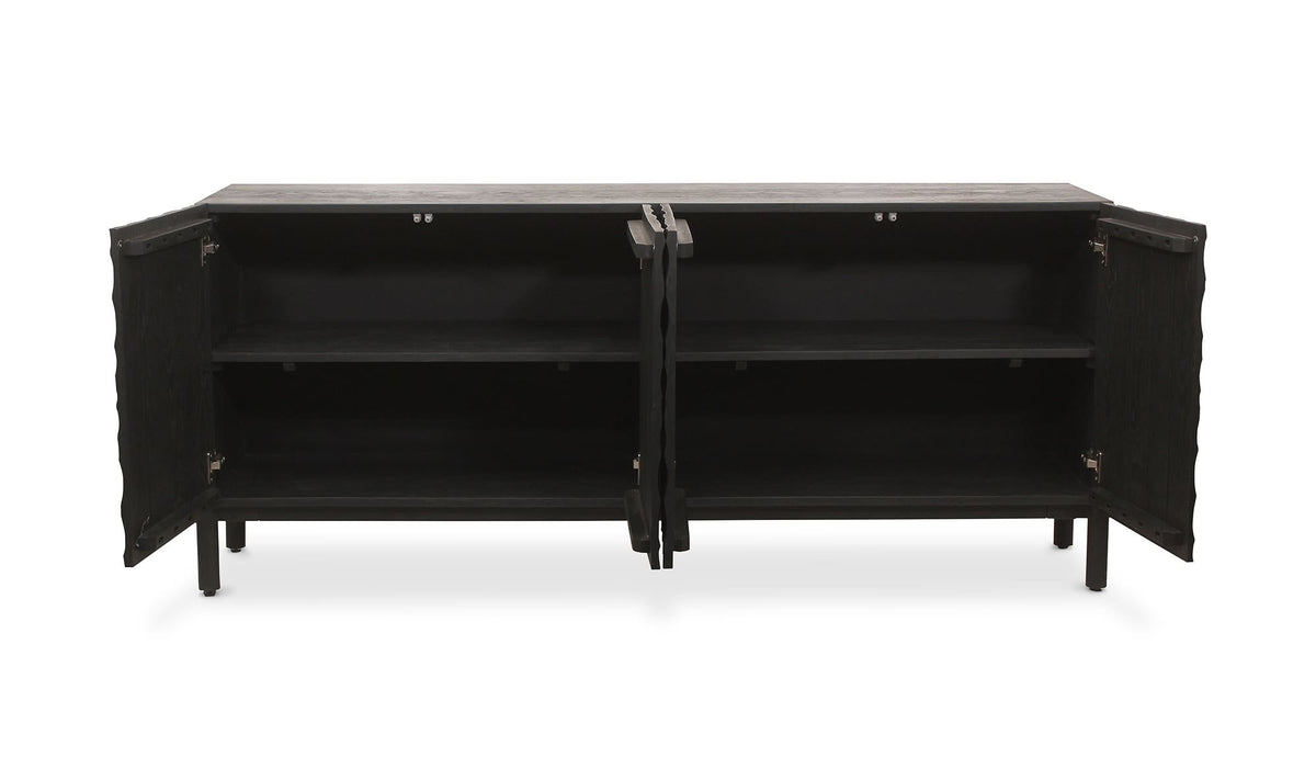 71" Black Solid Oak Sideboard