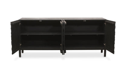 71" Black Solid Oak Sideboard