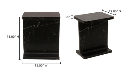 15" Black Marble Side Table