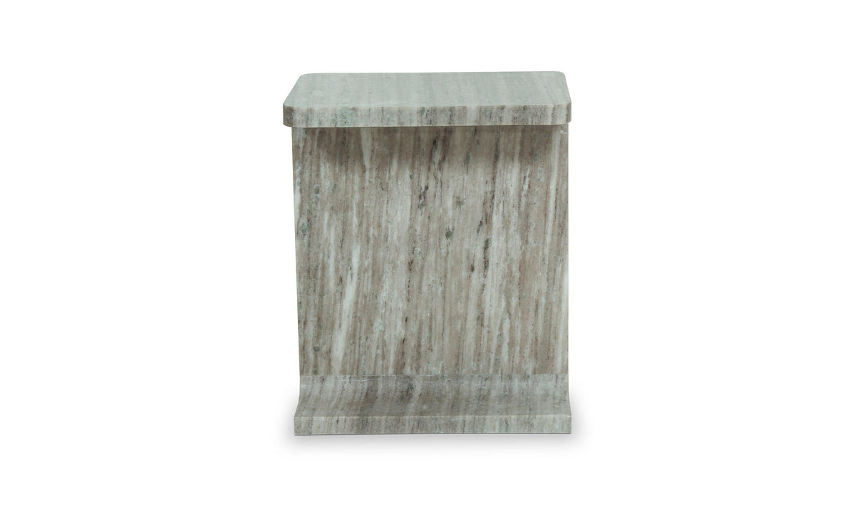 15" Taupe Marble Side Table