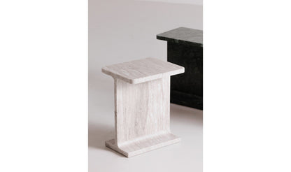 15" Taupe Marble Side Table