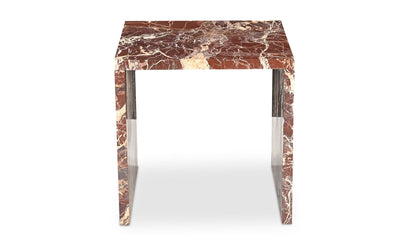 20" Rosso Levanto Marble Side Table