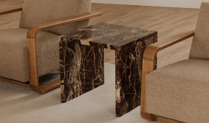20" Rosso Levanto Marble Side Table