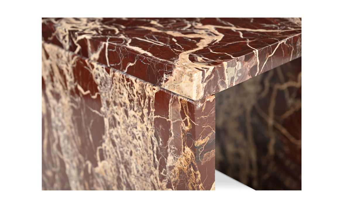 20" Rosso Levanto Marble Side Table
