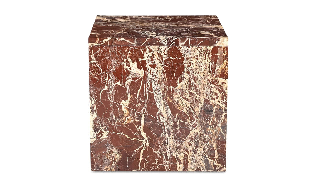 20" Rosso Levanto Marble Side Table