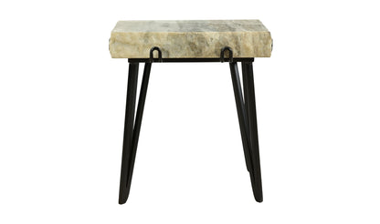 19" Light Brown Marble Side Table