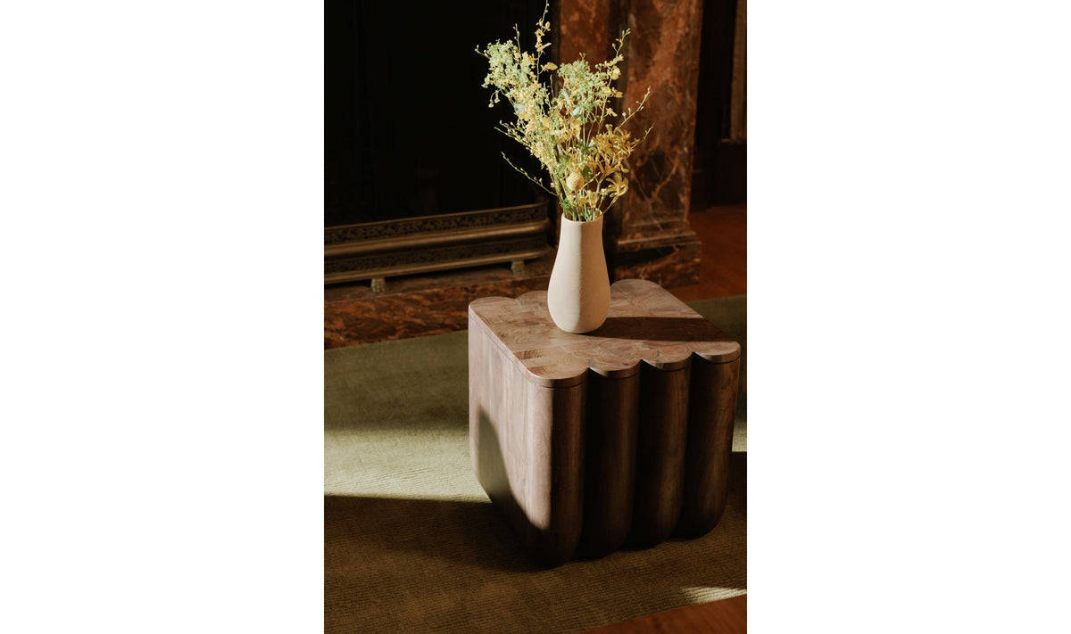 18" Espresso Brown Acacia Side Table