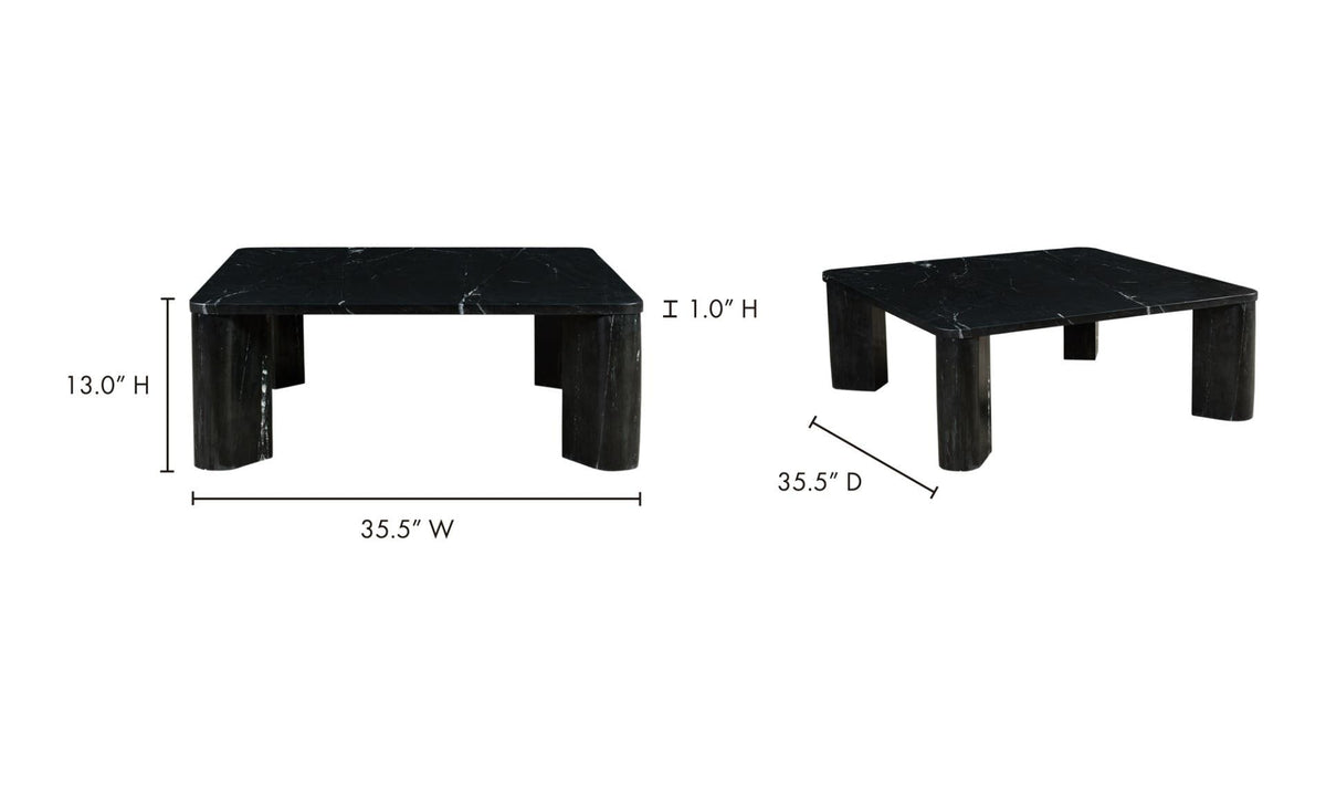 35.5" Black Marble Coffee Table