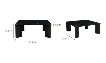 35.5" Black Marble Coffee Table